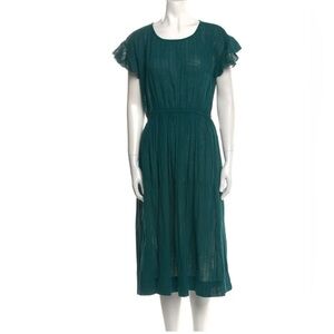 100% organic cotton, Apiece Apart teal gauzy soft midi dress.